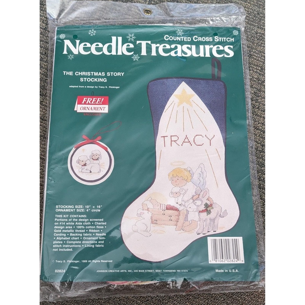 Christmas Stocking Counted Cross‎ Stitch Kit Nativity & Name NEEDLE TREASURES